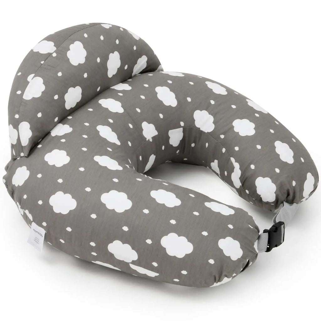 Momcozy Breastfeeding Pillow with Adjustable Strap Soft Support for Mom and Newborn Removable Cotton Cover Grey