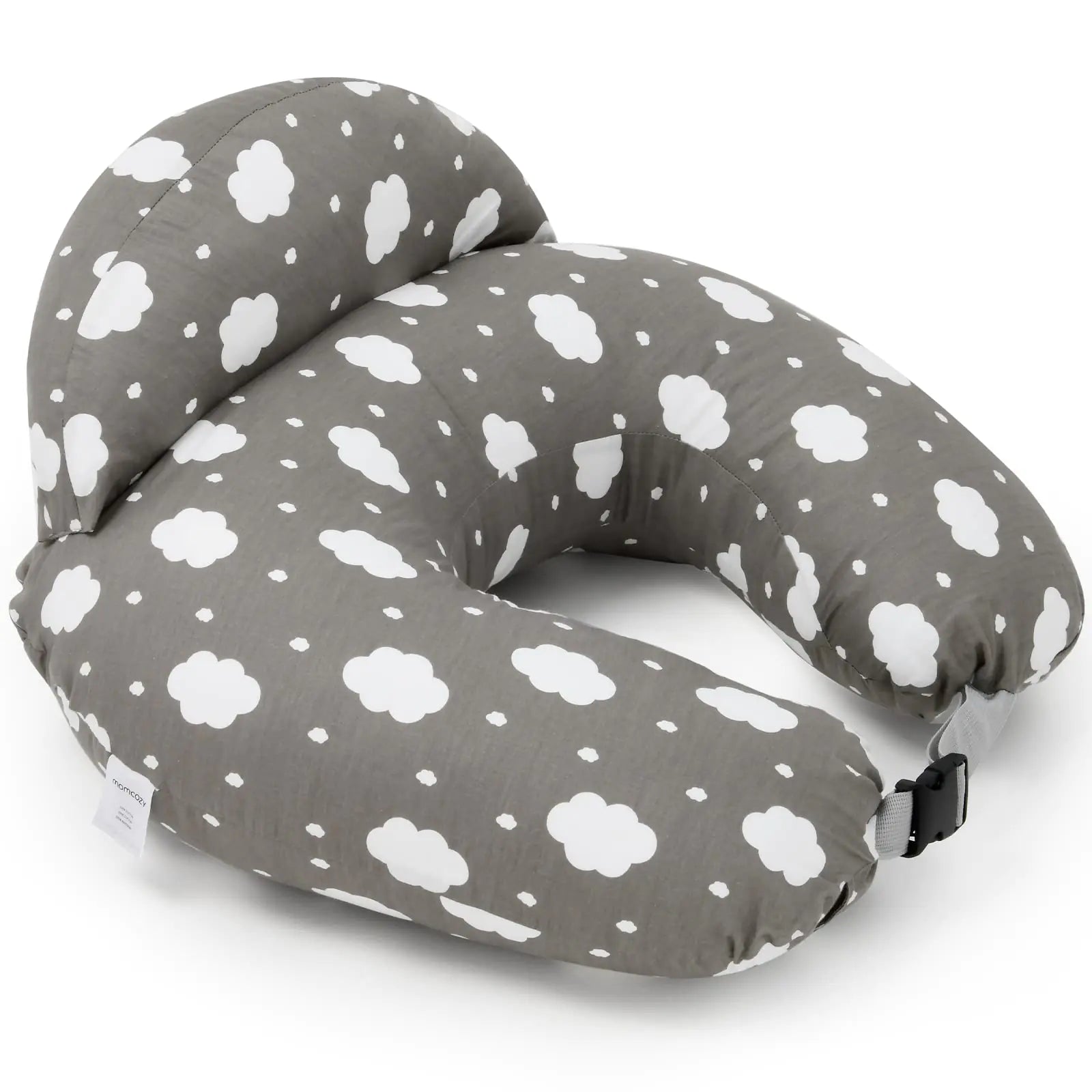 Momcozy Breastfeeding Pillow with Adjustable Strap Soft Support for Mom and Newborn Removable Cotton Cover Grey